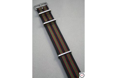 Original Bond G10 NATO strap (Black Green Red), brushed buckle and loops