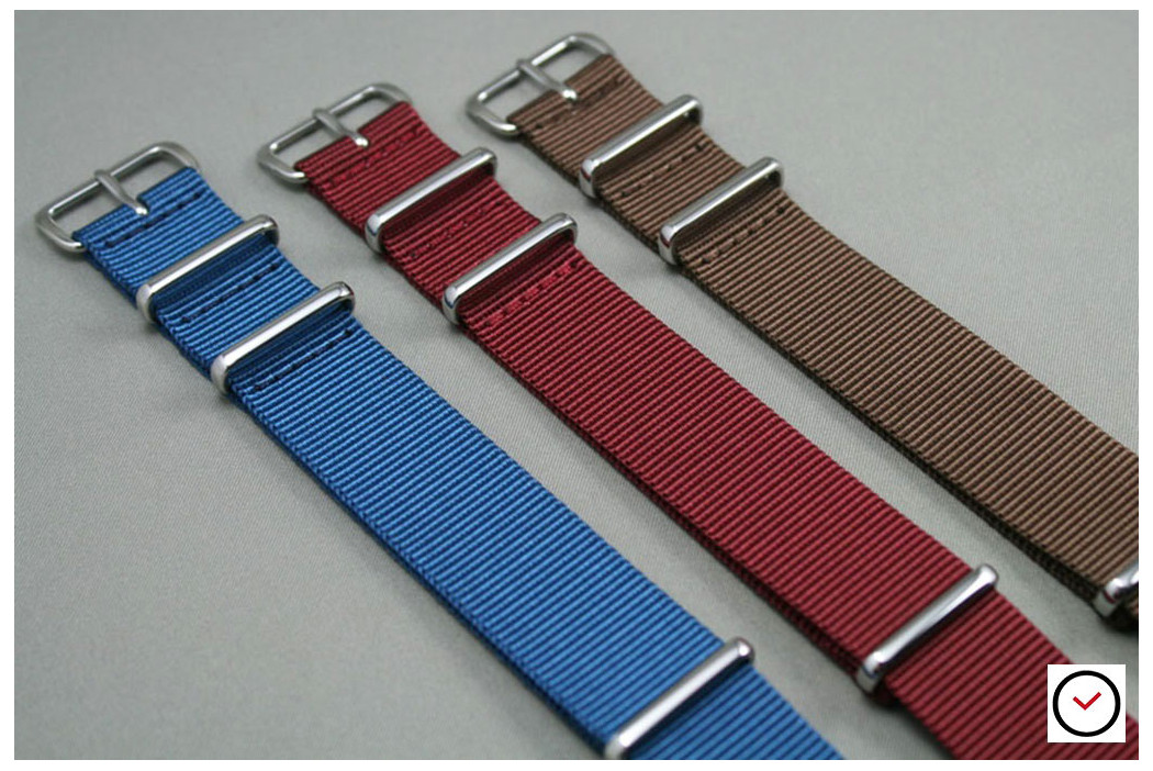 Blue G10 NATO strap, polished buckle and loops