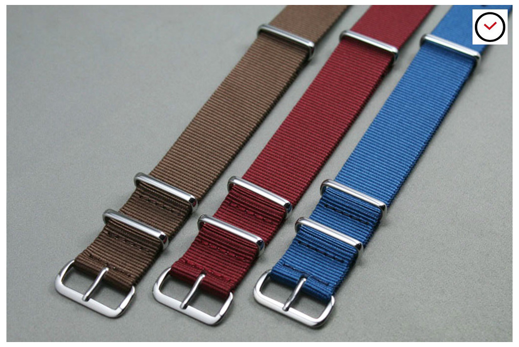 Blue G10 NATO strap, polished buckle and loops