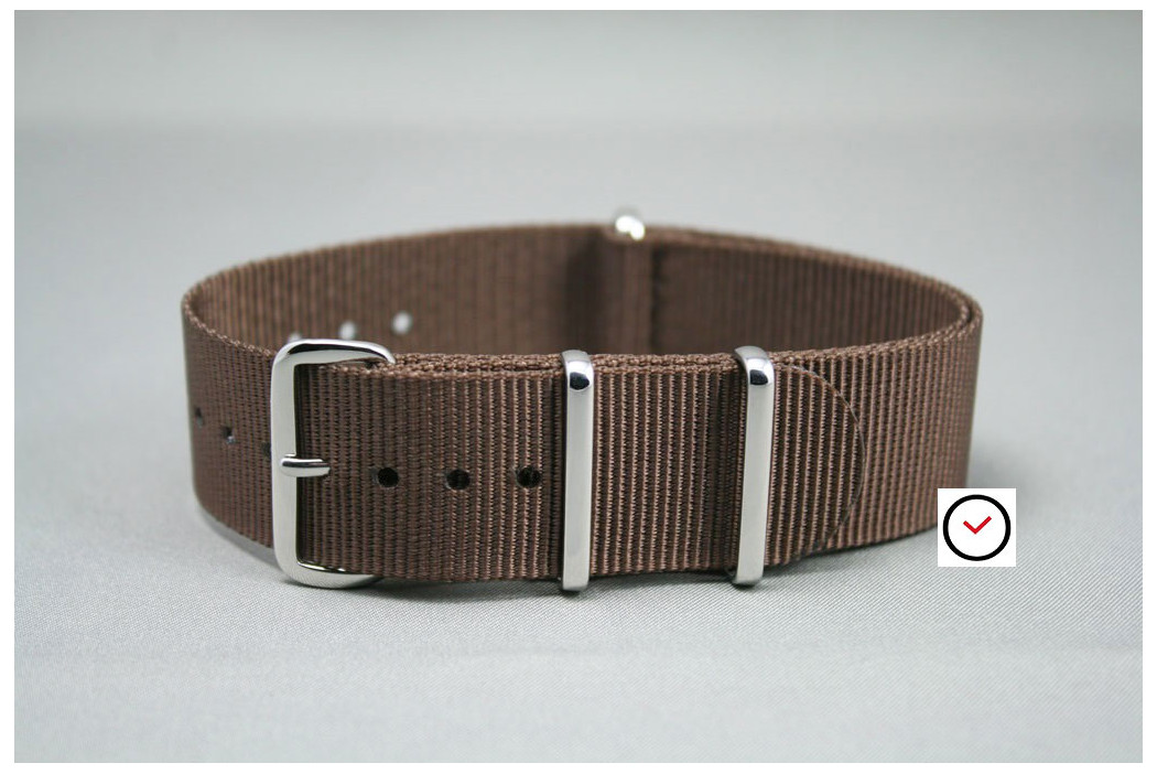 Brown G10 NATO strap, polished buckle and loops