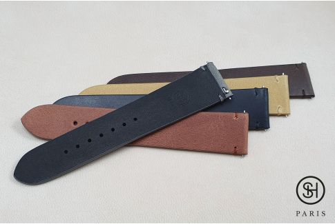 Bracelet montre cuir Vintage SELECT-HEURE Gris avec pompes rapides (interchangeable)