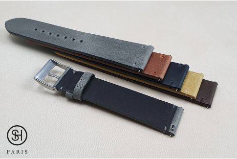 Grey Vintage SELECT-HEURE leather watch strap with quick release spring bars (interchangeable)