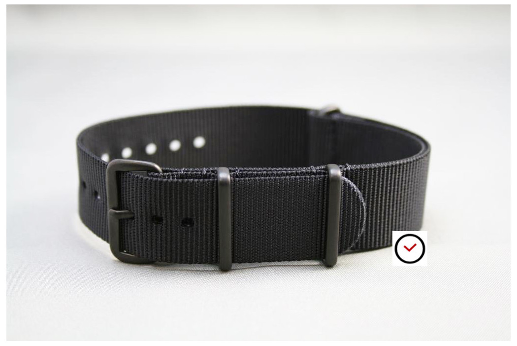 Black G10 NATO strap, PVD buckle and loops (black)