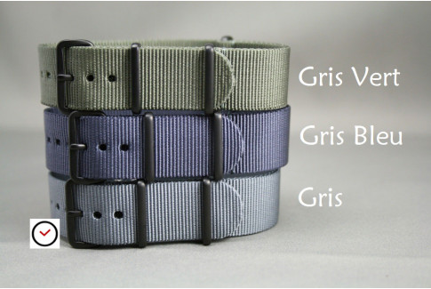 Green Grey G10 NATO strap, PVD buckle and loops (black)