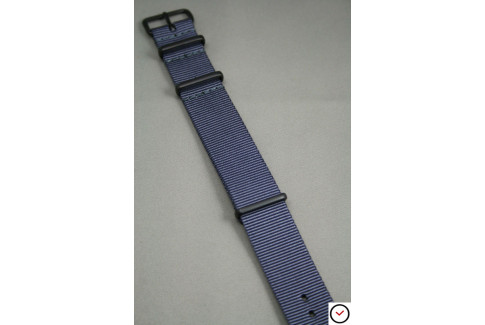 Bracelet nylon NATO Gris Bleu, boucle PVD (noire)