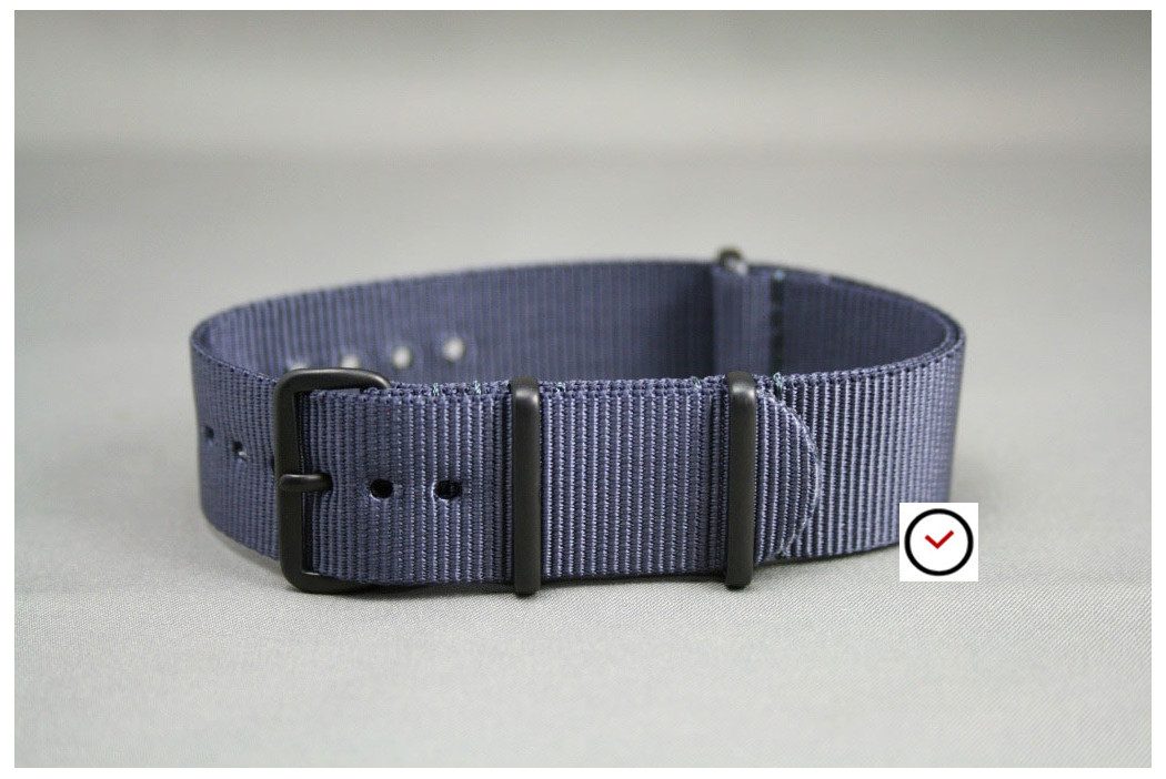 Blue Grey G10 NATO strap, PVD buckle and loops (black)
