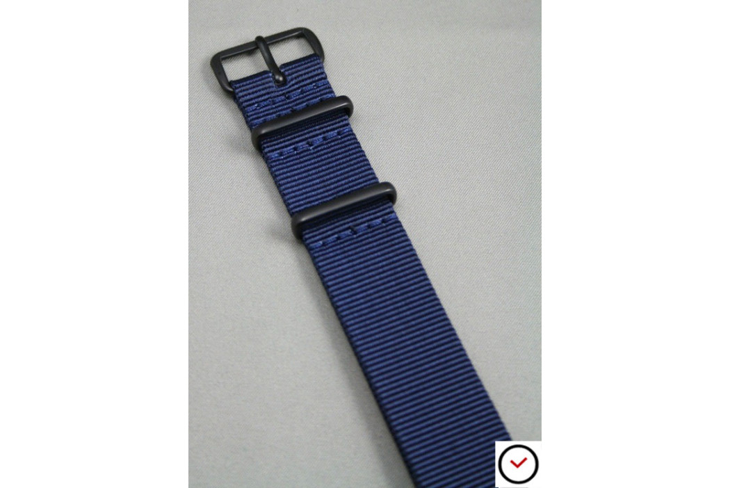 Bracelet nylon NATO Bleu Nuit, boucle PVD (noire)
