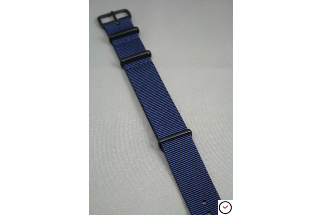 Bracelet nylon NATO Bleu Nuit, boucle PVD (noire)