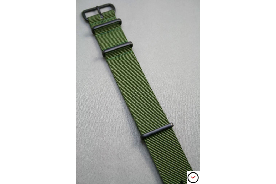 Military Green G10 NATO strap, PVD buckle and loops (black)