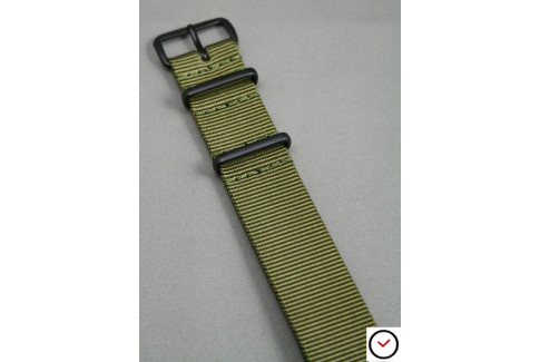 Bracelet nylon NATO Vert Olive, boucle PVD (noire)