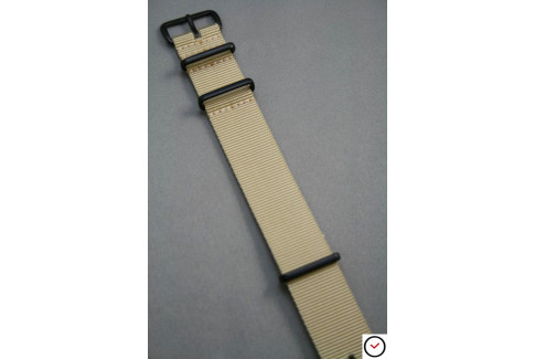 Sandy Beige G10 NATO strap, PVD buckle and loops (black)
