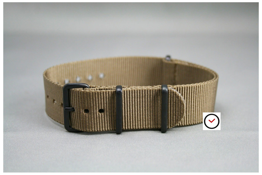 Bracelet nylon NATO Marron Bronze, boucle PVD (noire)