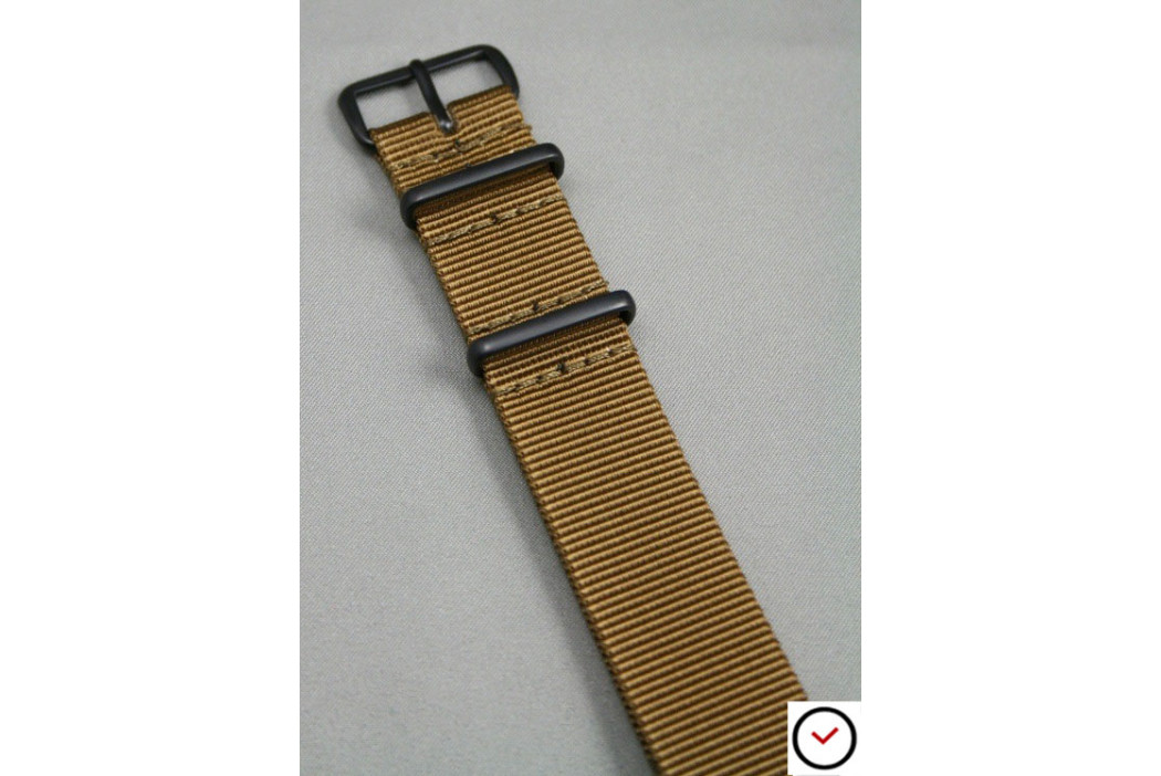 Bracelet nylon NATO Marron Or, boucle PVD (noire)