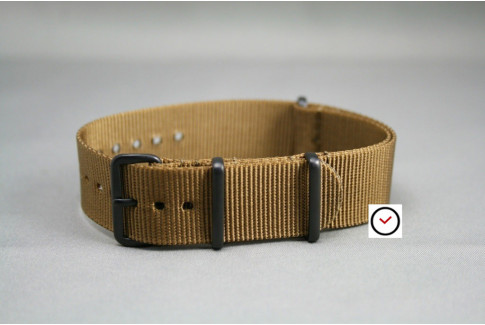 Bracelet nylon NATO Marron Or, boucle PVD (noire)