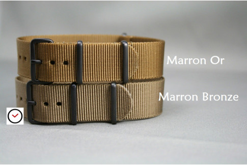 Gold Brown G10 NATO strap, PVD buckle and loops (black)