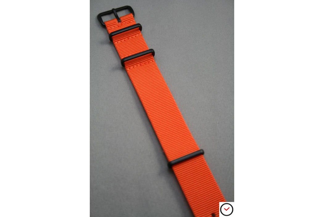 Bracelet nylon NATO Orange, boucle PVD (noire)