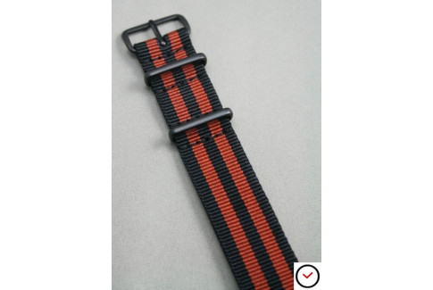 Bracelet nylon NATO Bond Noir Marron Cuivré, boucle PVD (noire)