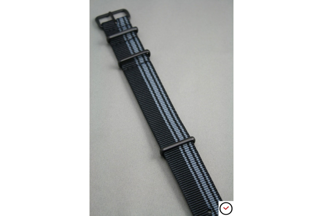 Bracelet nylon NATO Ducati Noir Gris, boucle PVD (noire)