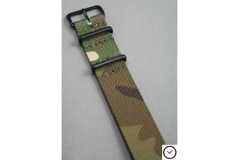 Bracelet nylon NATO Camouflage, boucle PVD (noire)