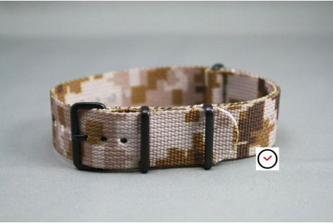 Desert Camouflage G10 NATO strap, PVD buckle and loops (black)