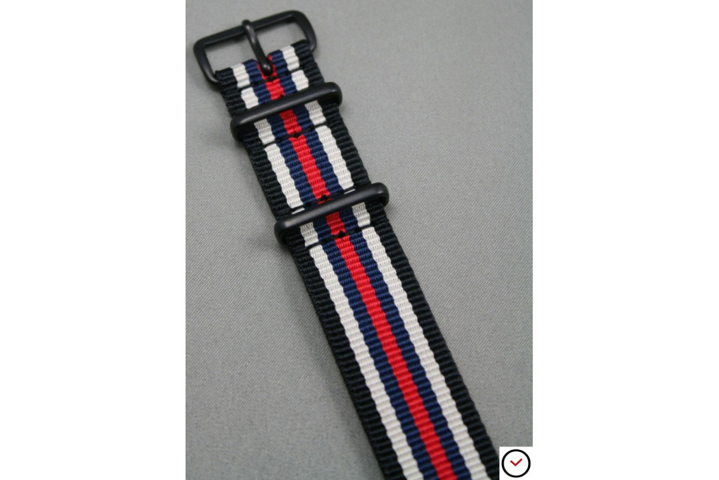 Black White Navy Blue Red G10 NATO strap, PVD buckle and loops (black)