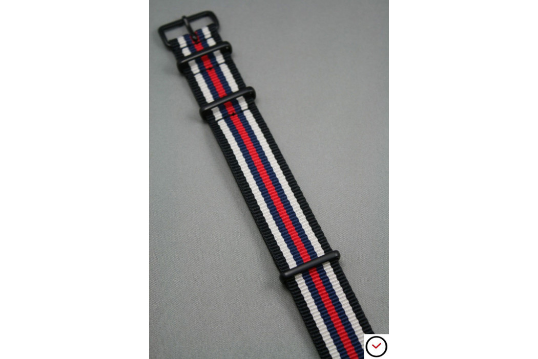 Black White Navy Blue Red G10 NATO strap, PVD buckle and loops (black)