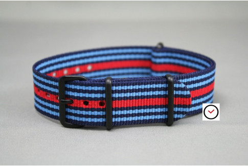 Martini Racing NATO strap (Blue & Red), PVD buckle and loops (black)
