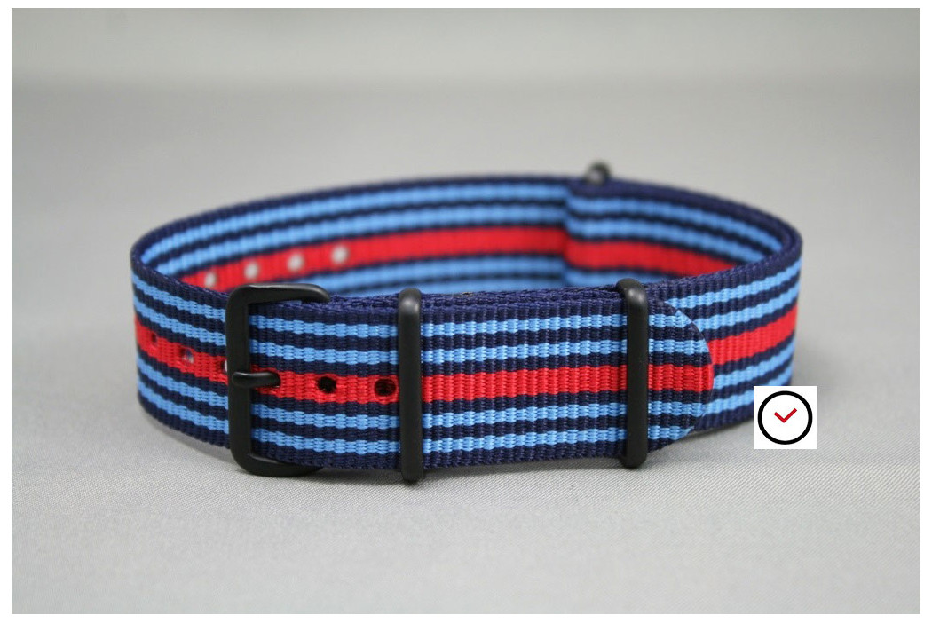 Martini Racing NATO strap (Blue & Red), PVD buckle and loops (black)