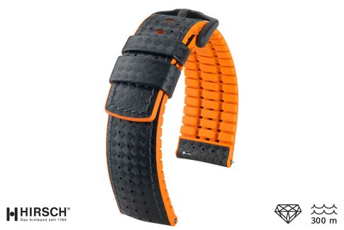 Black Orange Ayrton HIRSCH watch bracelet (waterproof)
