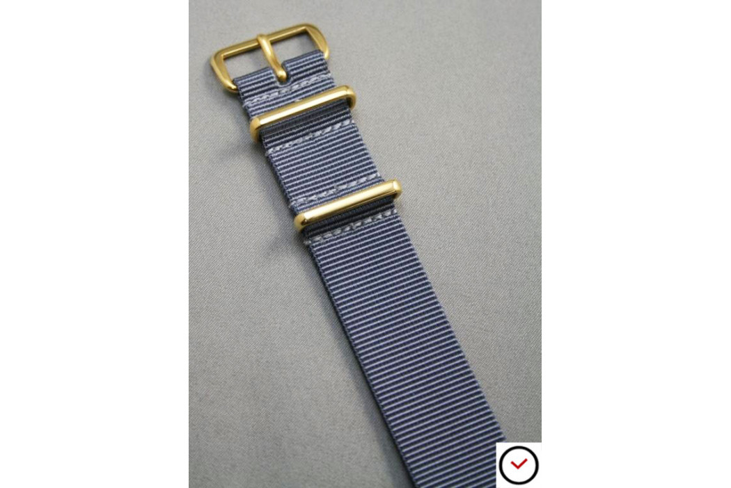 Bracelet nylon NATO Gris, boucle or (dorée)