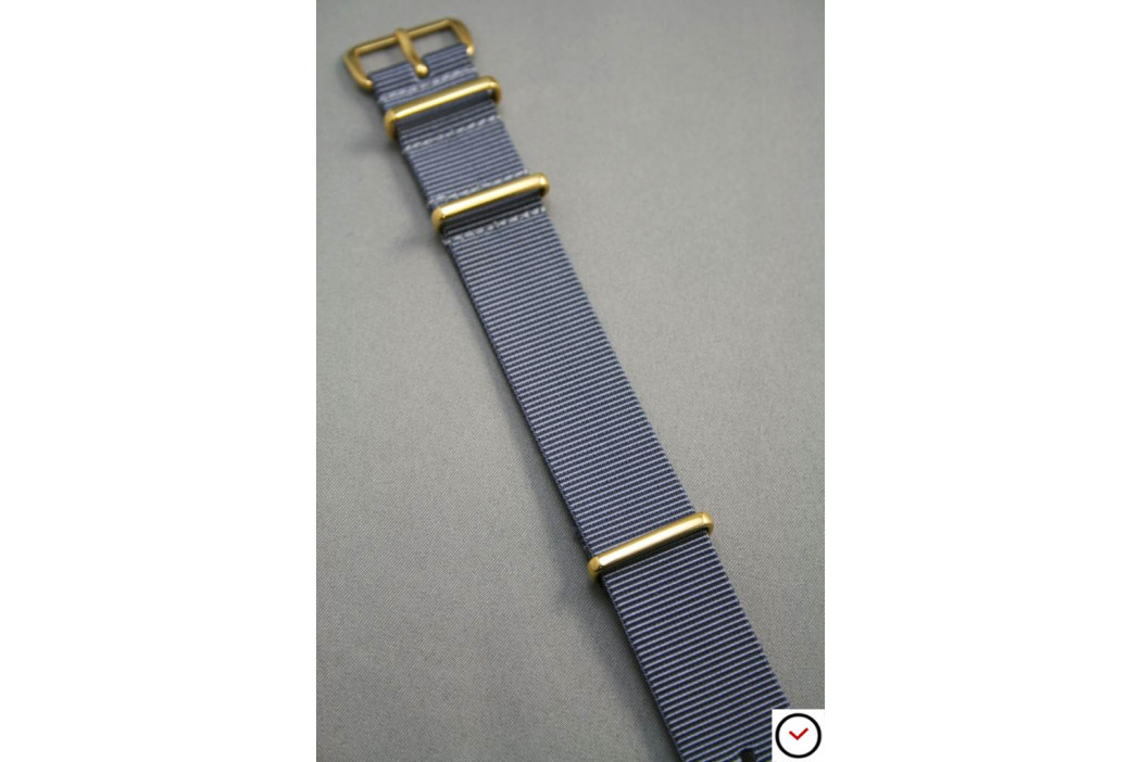Bracelet nylon NATO Gris, boucle or (dorée)