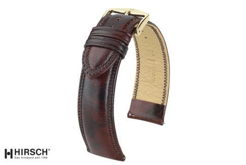 Bracelet montre HIRSCH Ascot Marron, cuir de veau anglais, style Chesterfield