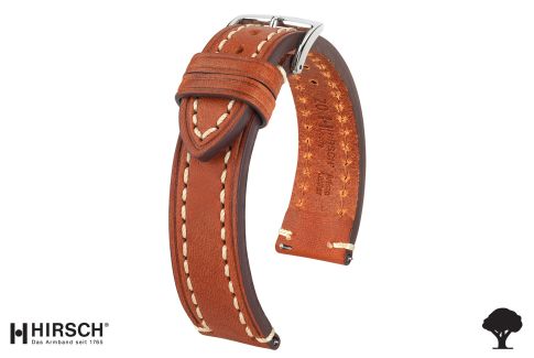 Gold Brown Liberty HIRSCH watch bracelet, vegetable tanning leather