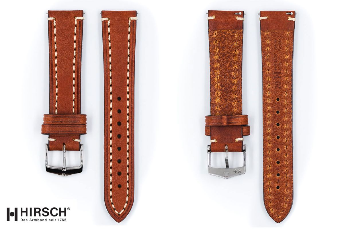 Gold Brown Liberty HIRSCH watch bracelet, vegetable tanning leather