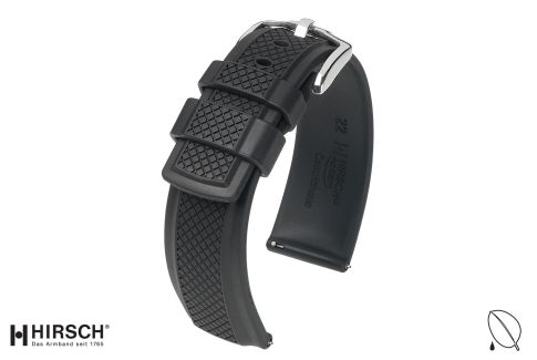 Black Accent HIRSCH natural rubber watch bracelet