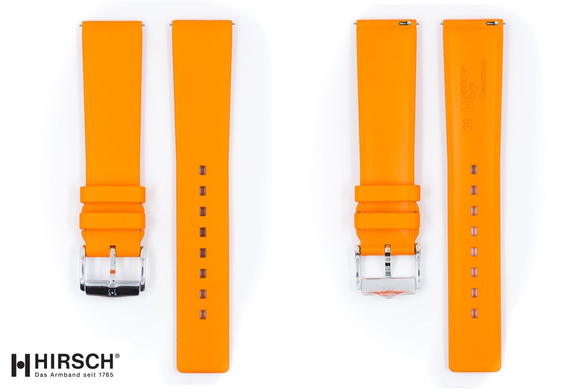 Orange Pure HIRSCH natural rubber watch bracelet