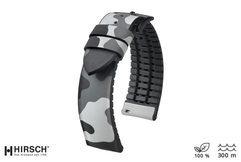 Grey Camouflage John HIRSCH natural rubber watch bracelet