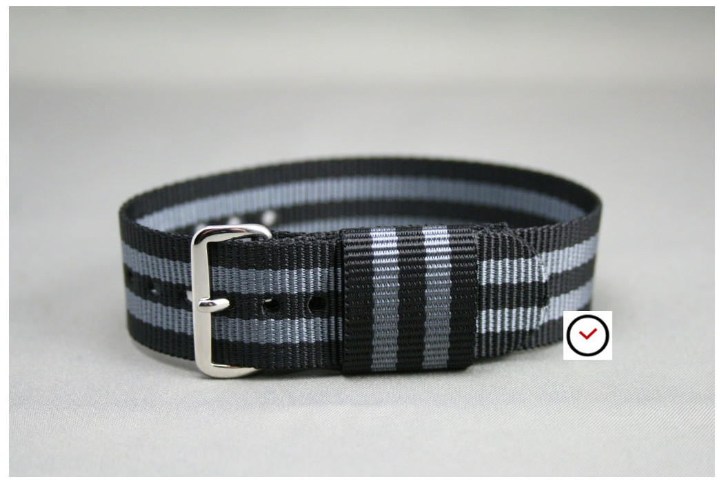Craig Bond US Military nylon watch strap (Black Grey)