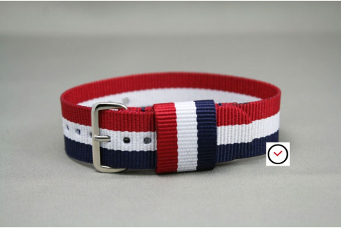 Blue White Red (French Flag) US Military nylon watch strap