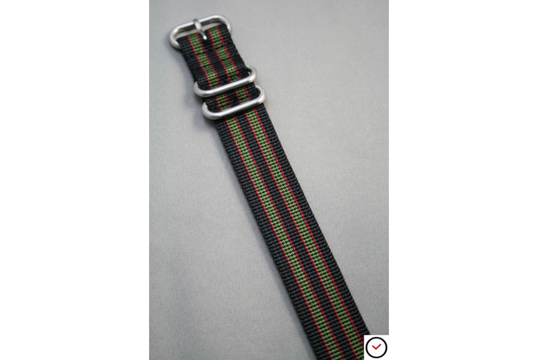 Original Bond ZULU nylon strap - Black Green Red (highly resistant fabric)
