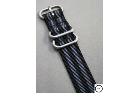 Craig Bond ZULU nylon strap - Black Grey (highly resistant fabric)