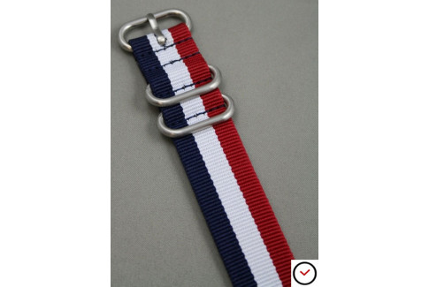 Blue White Red (French flag) ZULU nylon strap (highly resistant fabric)