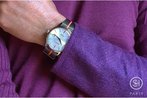 Bracelet montre Nylon Sergé SELECT-HEURE ajustable Gris Rouge Sable