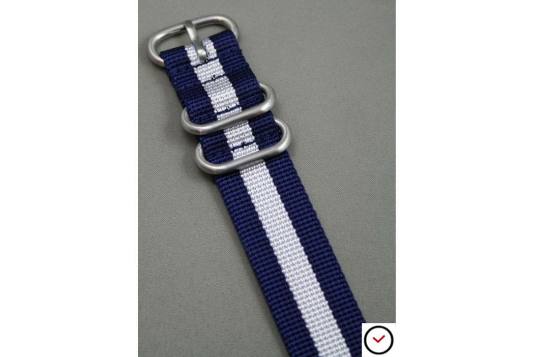 Navy Blue White ZULU nylon strap (highly resistant fabric)