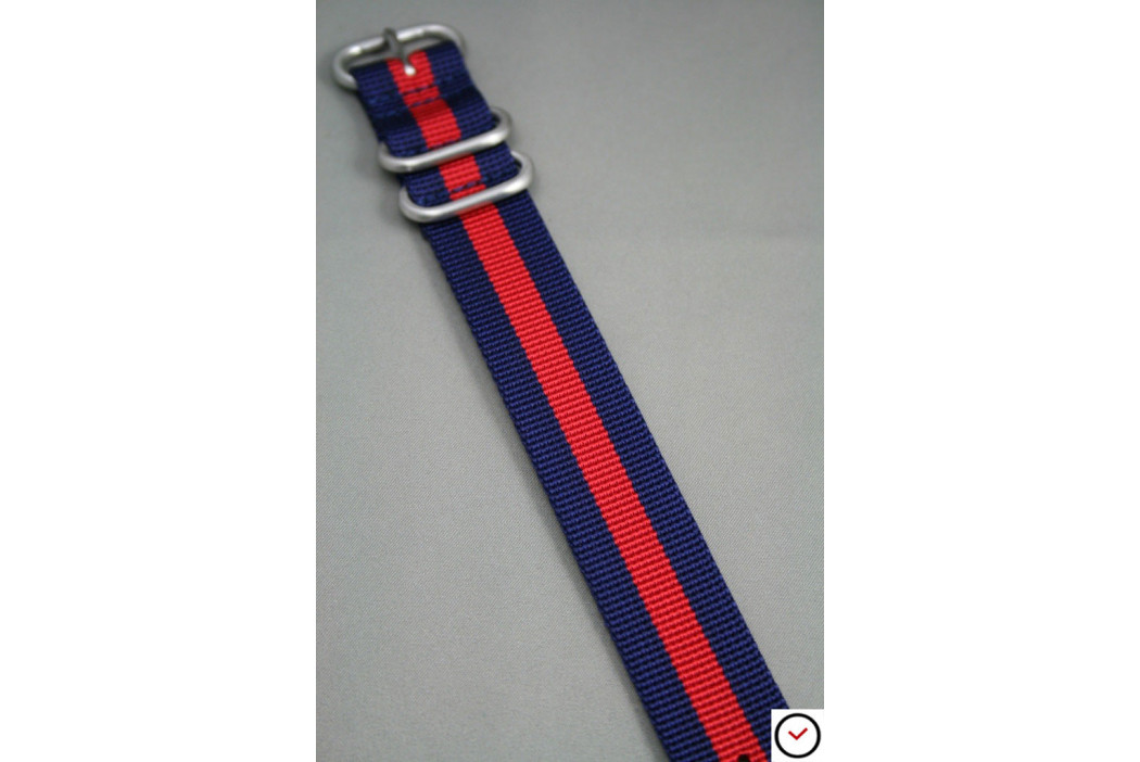 Bracelet nylon ZULU Bleu Navy Rouge