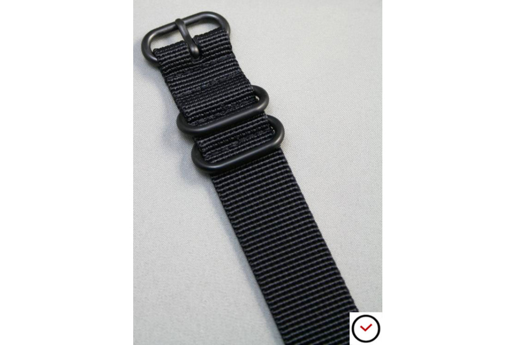 Black ZULU nylon strap, PVD buckle and loops (black)