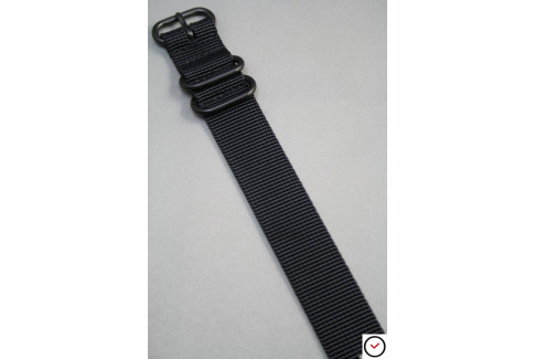 Bracelet nylon ZULU Noir, boucle PVD (noire)