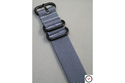 Bracelet nylon ZULU Gris, boucle PVD (noire)