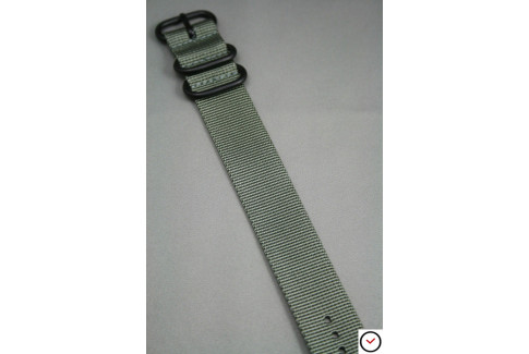Bracelet nylon ZULU Gris Vert, boucle PVD (noire)