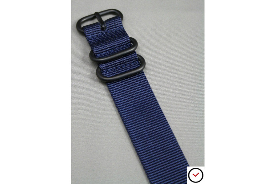 Bracelet nylon ZULU Bleu Nuit, boucle PVD (noire)